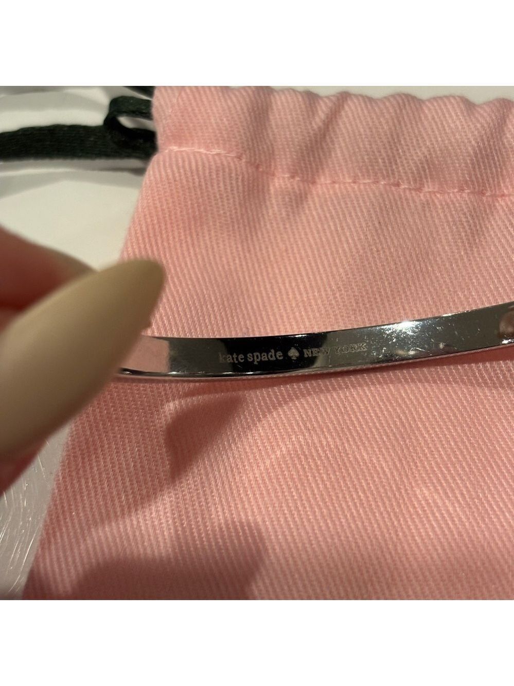 Kate Spade Set in Stone Hinged Silver Bangle - Picture 7 of 8